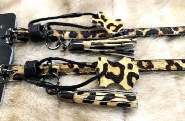 Milk and Pepper Ocelot Leopard Halsband Vacht Leer Kwastjes