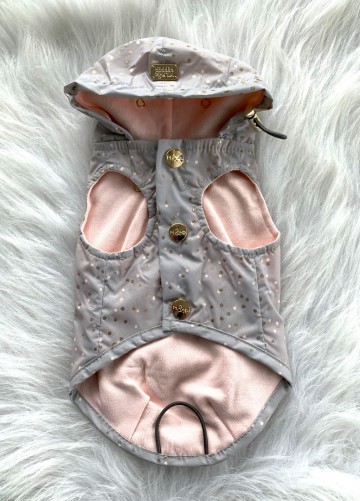 Milk & Pepper Regenjas Adele Grey Golden Dots Voering Roze