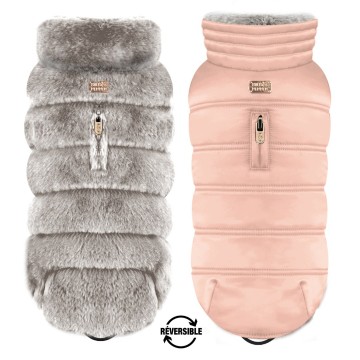 Milk & Pepper Hondenjas Misha Fur Grey Rose Reversible