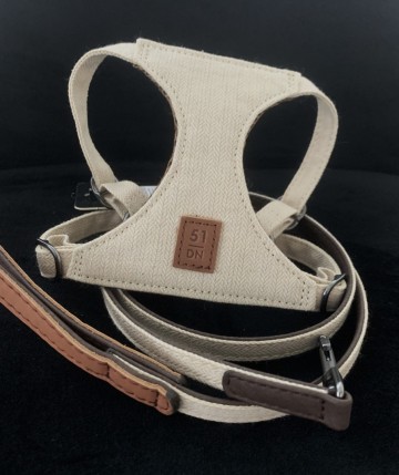 51DN Hondenriem Milano Herringbone Beige Set