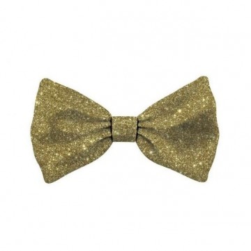 Kerst Vlinderstrik Hond Glitter Goud